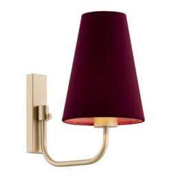 Luminosa Lighting Luminosa Safiano Wall Lamp With Shade Burgundy, Gold