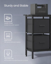 Songmics L-Shaped Desk, Corner Desk For Home Office, With 2 Large Drawers And Monitor Stand, Gaming Desk, Ebony Black - thumbnail 6