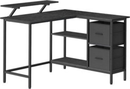 Songmics L-Shaped Desk, Corner Desk For Home Office, With 2 Large Drawers And Monitor Stand, Gaming Desk, Ebony Black - thumbnail 7