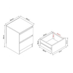 Fwstyle Carlton White 2 Drawer Bedside Table Chest (H) 55Cm (W) 40Cm (D) 40Cm - thumbnail 7