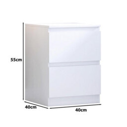 Fwstyle Carlton White 2 Drawer Bedside Table Chest (H) 55Cm (W) 40Cm (D) 40Cm - thumbnail 6