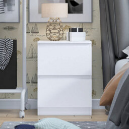 Fwstyle Carlton White 2 Drawer Bedside Table Chest (H) 55Cm (W) 40Cm (D) 40Cm - thumbnail 1