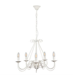 Valuelights Large Ivory White Vintage Style 5 Way Ceiling Light Chandelier