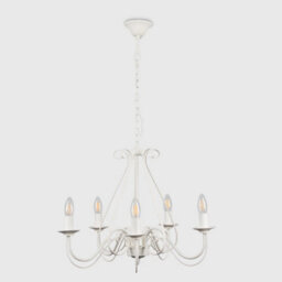 Valuelights Large Ivory White Vintage Style 5 Way Ceiling Light Chandelier - thumbnail 4