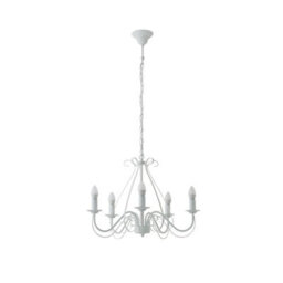 Valuelights Large Ivory White Vintage Style 5 Way Ceiling Light Chandelier - thumbnail 6