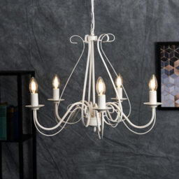 Valuelights Large Ivory White Vintage Style 5 Way Ceiling Light Chandelier - thumbnail 5