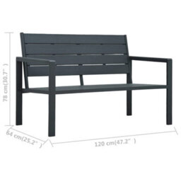 Berkfield Garden Bench 120 Cm Hdpe Grey Wood Look - thumbnail 6