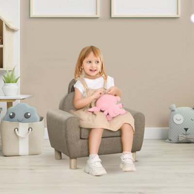 Homcom Kids Sofa Children Armchair Toddler Chair Ear Modeling Bedroom Brown - image 1