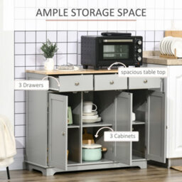 Homcom Sideboard Buffet Cabinet With Storage Cabinets And Drawers, Grey - thumbnail 4