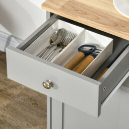 Homcom Sideboard Buffet Cabinet With Storage Cabinets And Drawers, Grey - thumbnail 8