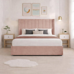 Luxury Pink Plush Milan Single Bed Frame With Mattress 54 Inches Wingback Headboard 2 Footend Storage Drawers - thumbnail 4