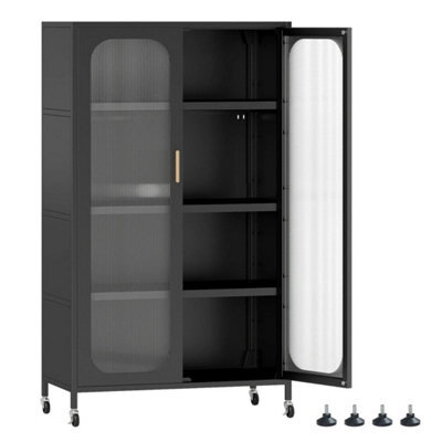 Pantry Black 2 Door Metal Storage Cabinet 5 Tier Tall Kitchen - image 1