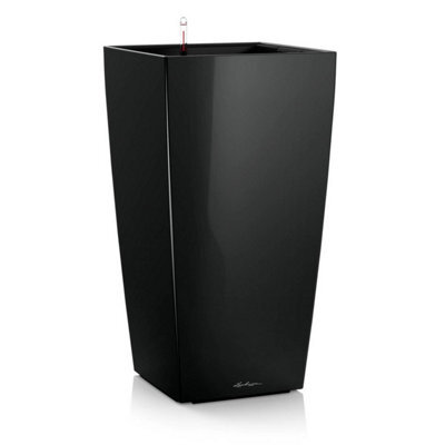 Lechuza Cubico 22 Black High-Gloss Plastic Self-Watering Planter With Substrate And Water Level Indicator H41 L22 W22 Cm - image 1
