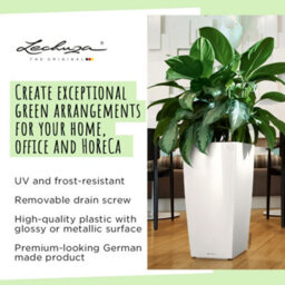 Lechuza Cubico 22 Black High-Gloss Plastic Self-Watering Planter With Substrate And Water Level Indicator H41 L22 W22 Cm - thumbnail 5