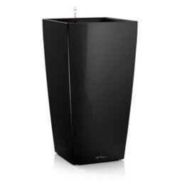 Lechuza Cubico 22 Black High-Gloss Plastic Self-Watering Planter With Substrate And Water Level Indicator H41 L22 W22 Cm