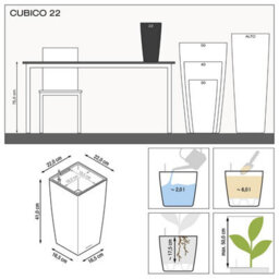 Lechuza Cubico 22 Black High-Gloss Plastic Self-Watering Planter With Substrate And Water Level Indicator H41 L22 W22 Cm - thumbnail 7