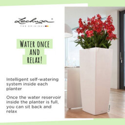 Lechuza Cubico 22 Black High-Gloss Plastic Self-Watering Planter With Substrate And Water Level Indicator H41 L22 W22 Cm - thumbnail 6