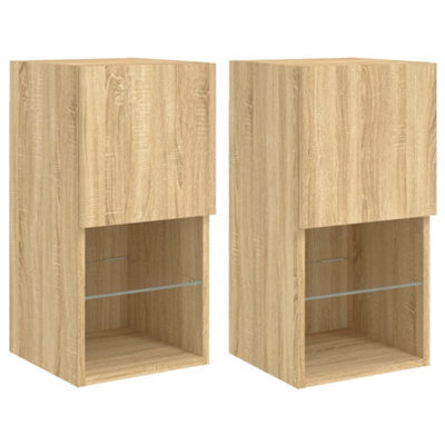 Berkfield Durable Tv Cabinets With Led Lights 2 Pcs Sonoma Oak 30.5X30X60 Cm - image 1