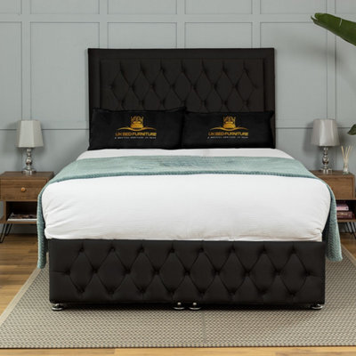 UKBEDFURNITURE Kingston Plush Black End Opening Divan Ottoman Bed With 54 Inch Headboard - image 1