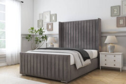 "Sloomy Marlborough Slate Naples Bed Frame With 50""  Upholstered Wingback Headboard 6' Super King" - thumbnail 2