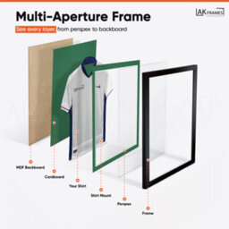 AK Frames 70X50Cm Junior Matte Black Football Shirt Frame - 3D Deep Box With Emerald Mount - 50X34Cm Shirt Window - Diy Kit - thumbnail 5