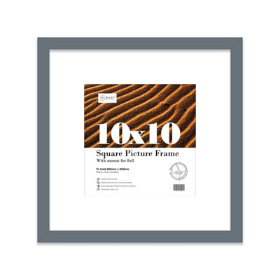"10X10"" Grey Picture Frame - 10X10"" Square Frame With 8X8"" Mount For 10X10""/8X8"" Pictures Moderrn Style Thin Edge, 1 Pack" - image 1