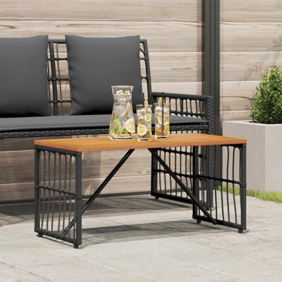 Walplus Outdoor Table Black 80 X 40 X 40 Cm Steel And Poly Rattan - image 1