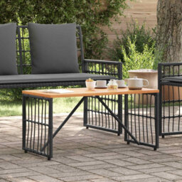 Walplus Outdoor Table Black 80 X 40 X 40 Cm Steel And Poly Rattan - thumbnail 4