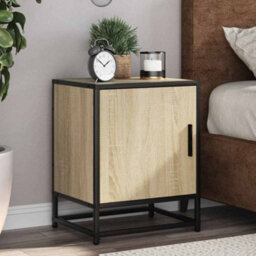 Berkfield Bedside Cabinet Sonoma Oak 40X31X50 Cm Engineered Wood And Metal - thumbnail 1