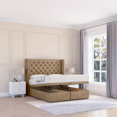 "Sloomy Dior Mink Naples 5Ft Ottoman Bed End Opening With Sprung Memory Mattress & 54"" Headboard-King" - image 1