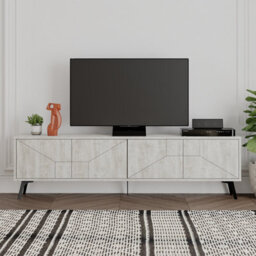 "Decortie Dune Modern Tv Unit Multimedia Centre With Storage Stylish Tv Cabinet 65"" Tvs Ancient White 180Cm"