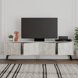 "Decortie Dune Modern Tv Unit Multimedia Centre With Storage Stylish Tv Cabinet 65"" Tvs Ancient White 180Cm" - thumbnail 5