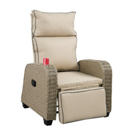 Patio Rattan Recliner Lounger Sofa With Soft Cushion, 170 Degree Adjustable Backrest And Footrest Support 150Kg - thumbnail 2