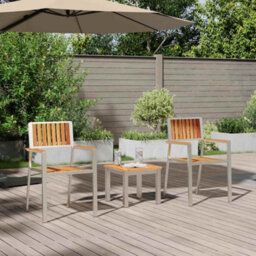 Berkfield Modern Garden Dining Set With Cushion 3 Pcs Brown Solid Acacia Wood - thumbnail 4