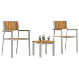 Berkfield Modern Garden Dining Set With Cushion 3 Pcs Brown Solid Acacia Wood - thumbnail 3