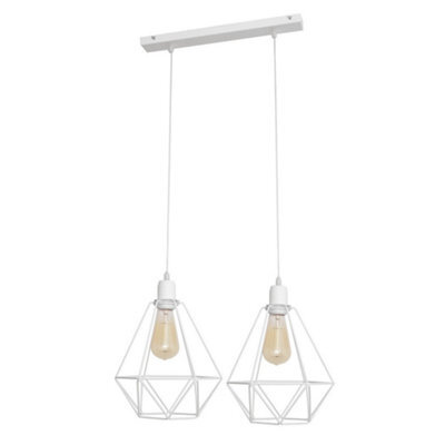 Luminosa Lighting Luminosa Karo Straight Bar Pendant Ceiling Light White 50Cm