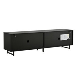 Btm 180 Cm Tv Stand For 75+ Inch Tvs  Modern Wood And Black Media Console With 4 Cabinets, Cable Management Storage - thumbnail 4