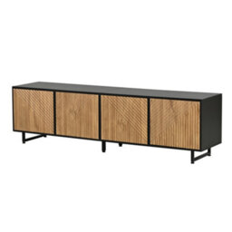 Btm 180 Cm Tv Stand For 75+ Inch Tvs  Modern Wood And Black Media Console With 4 Cabinets, Cable Management Storage - thumbnail 2