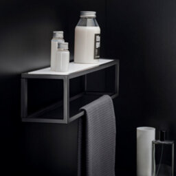 Cosmic Shelf With Towel Rail, Black Matt, Wall-Mounted, 55 Cm. Collection The Grid - thumbnail 2