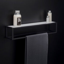 Cosmic Shelf With Towel Rail, Black Matt, Wall-Mounted, 55 Cm. Collection The Grid - thumbnail 3