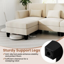 Gainoom 280Cm Sectional Sofa With 2 Ottomans Comfy Modular Couch Usb&type-C Charging Ports White - thumbnail 7