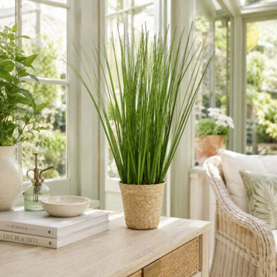 Madison & Mayfair Artificial Grass Plant In Rattan Basket