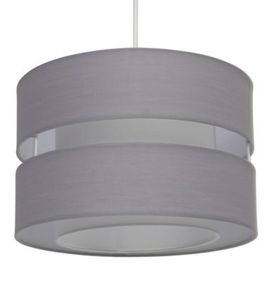 K Living Layer Fabric Ceiling Pendant Light Shade Grey - image 1