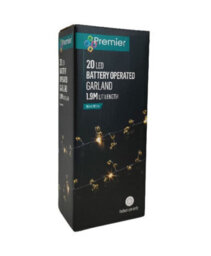 Premier Decorations Limited 20 Led Gold Bell Beaded Christmas Garland 1.9M Warm White Lights Battery Operated - thumbnail 2