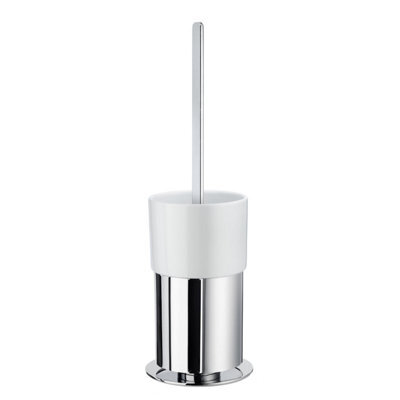 Smedbo Chrome Freestanding Toilet Brush And Porcelain Container