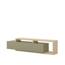 Arte Bota 40 Tv Cabinet 219Cm Oak Lindberg & Eucalyptus, Extra-Wide Modern Media Unit With Double Drawer And Shelving - thumbnail 2
