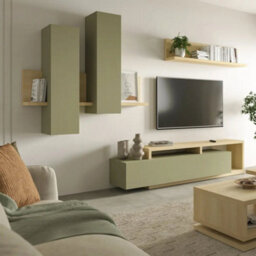 Arte Bota 40 Tv Cabinet 219Cm Oak Lindberg & Eucalyptus, Extra-Wide Modern Media Unit With Double Drawer And Shelving - thumbnail 4