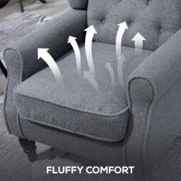Homcom Accent Armchair Home Furniture Retro Tufted Club Fabric Grey - thumbnail 6