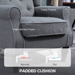 Homcom Accent Armchair Home Furniture Retro Tufted Club Fabric Grey - thumbnail 5