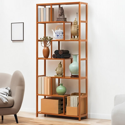 Thehotsale Wooden 7-Tier Bookcase Display Stand Storage Natural - image 1